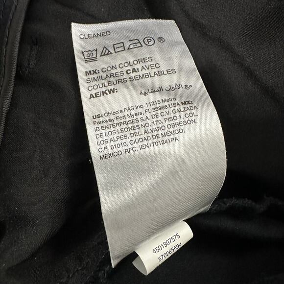 Chicos Capri Pants Womens 3P (16 P) Black Stretch Cropped Cuffs Pockets Office - Picture 9 of 13